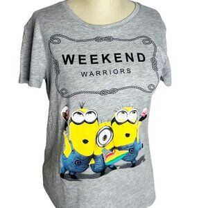 Despicable Me Top Womens/Juniors Size S Grey Minion Short Sleeve T-Shirt